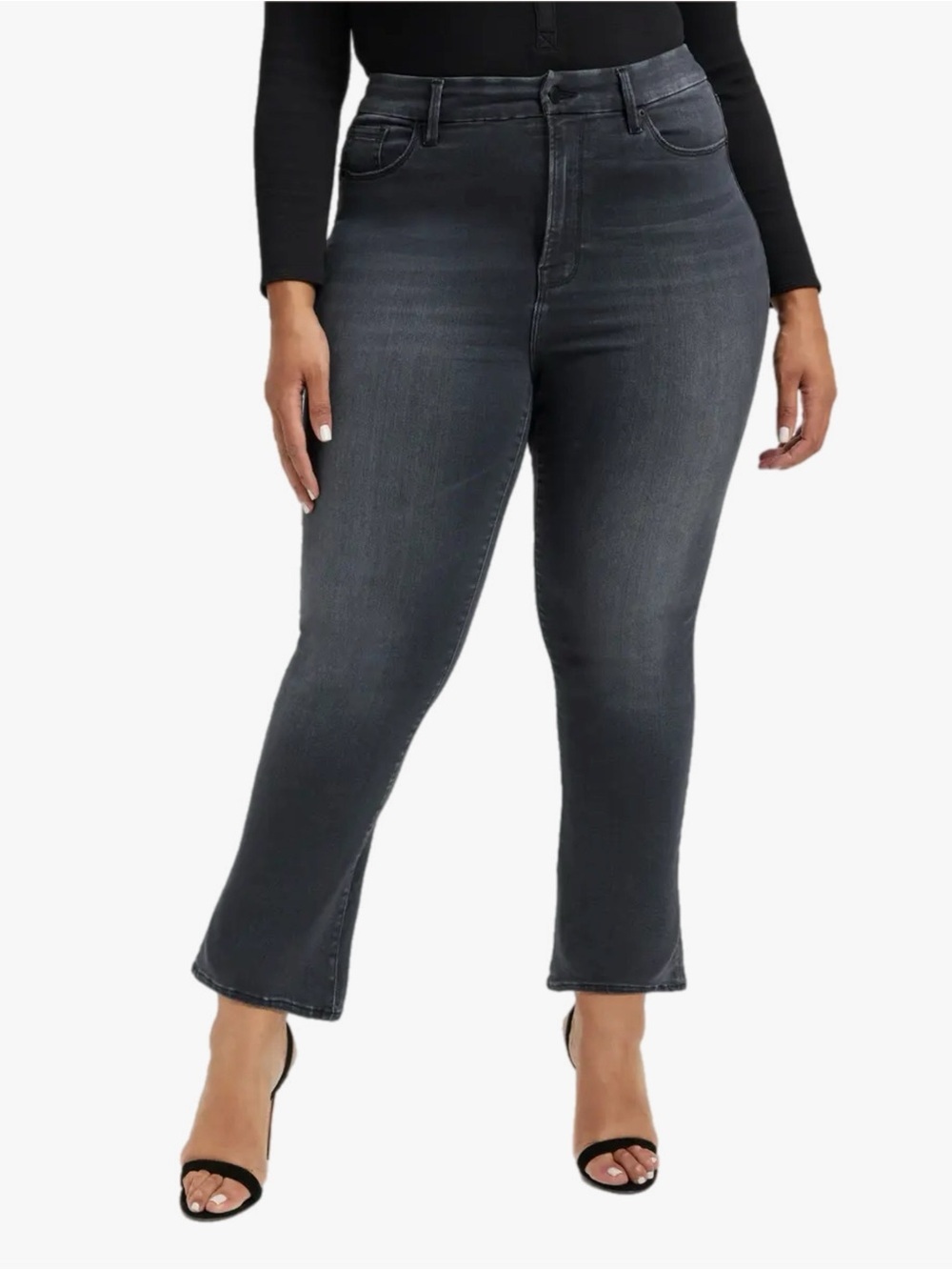 Good American Gray Wash Always Fits Good High Waist Straight Leg Jeans 20-26
